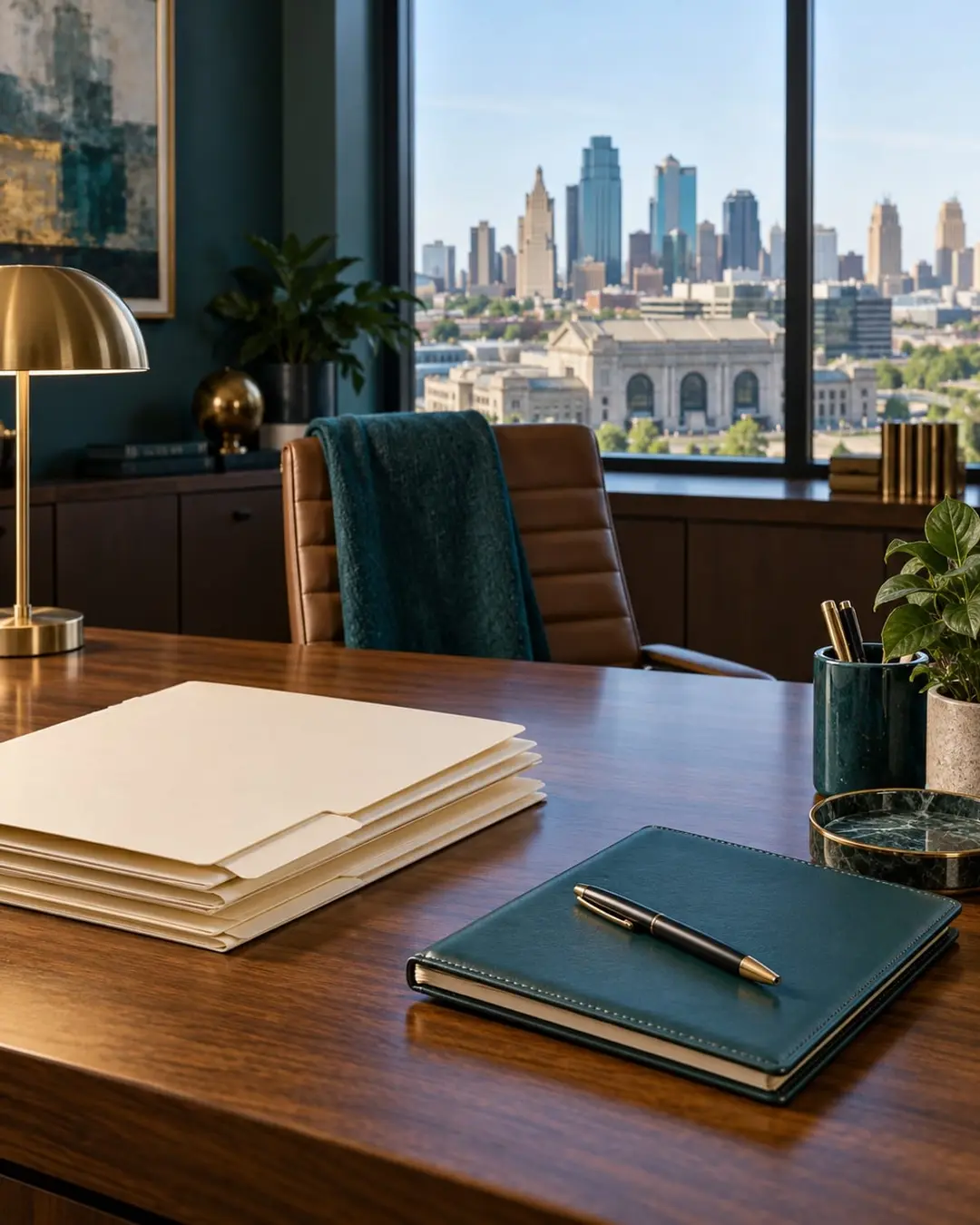 Organized blank permit folders and notebook in an office